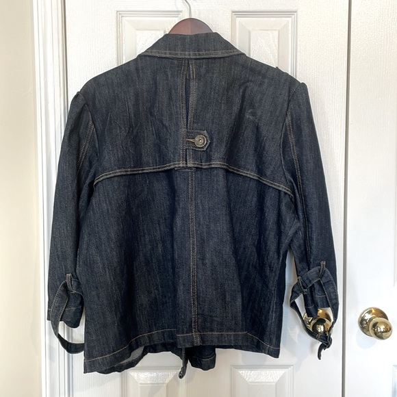 Ashley Stewart short sleeve denim peplum double breasted jacket. Size 18 - Picture 9 of 11